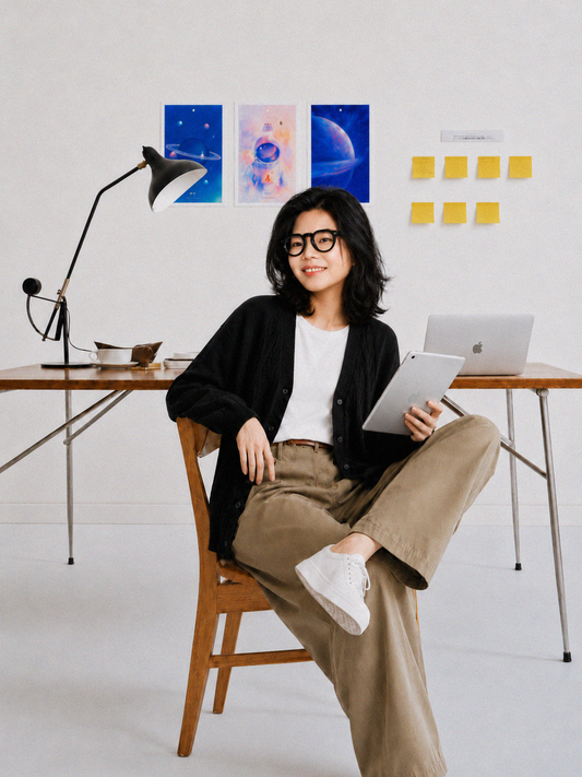 Illustrator Huifei in her Beijing studio