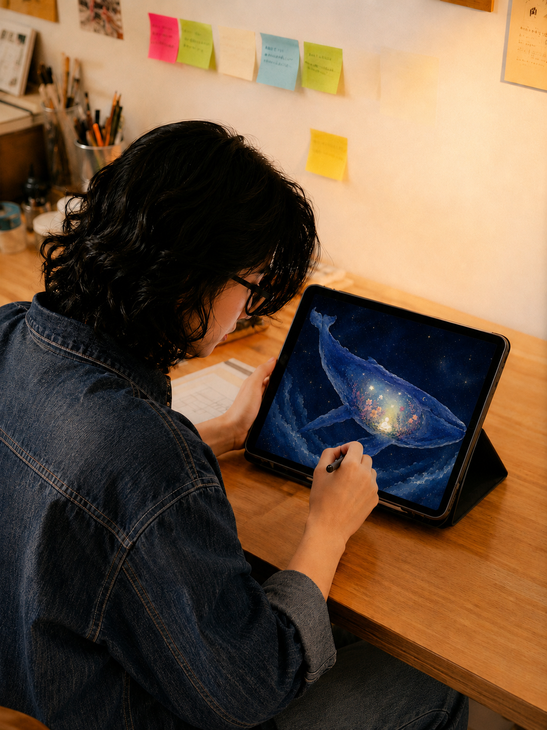 Huifei creating an Inner Light Portrait on iPad